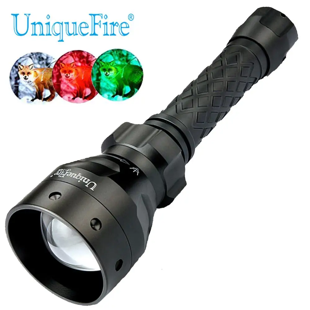 

UniqueFire 1406 XP-E White/Green/Red Light Led Flashlight Zoom Focus Torch Adjustable Beam Lantern Hunting