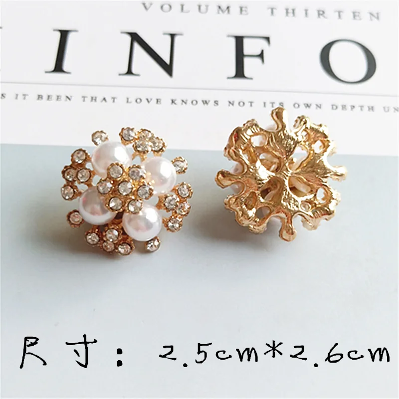 50pcs 25*26mm Gold Color Imitation Pearl Crystal Flower Charm Pendant for DIY Handmade Women Jewelry Making wholesale