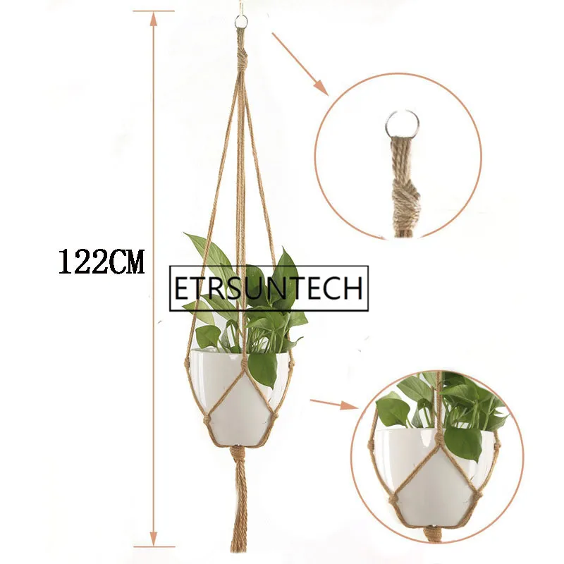 100pcs Knotted Macrame Plant Hanger Hook Vintage Cotton Linen Flowerpot Basket Lifting Rope Hanging Basket Pot Holder