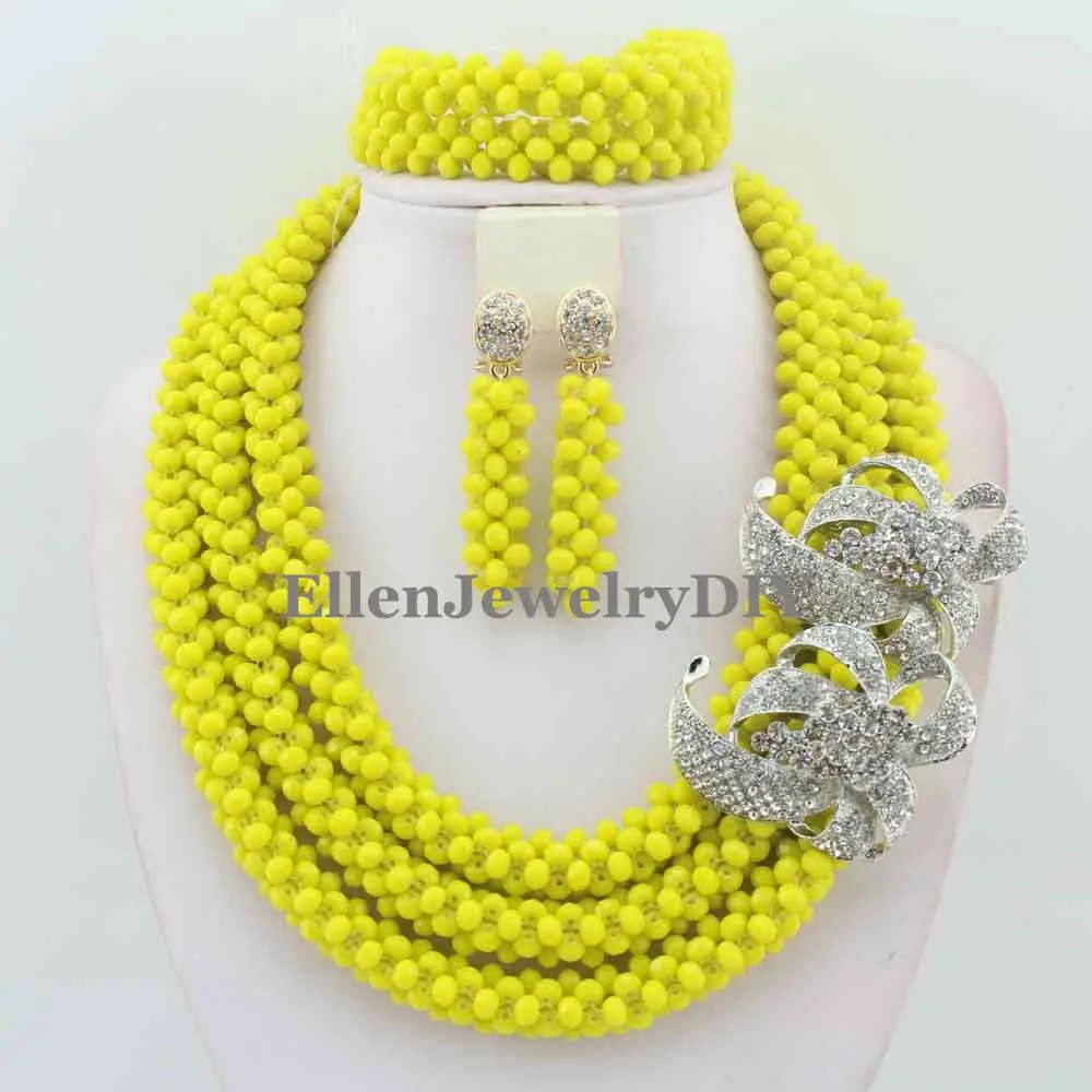 

Fashionable African Beads Jewelry Sets Crystal Beads Jewelry Set Nigerian Wedding Bridal beads Necklace Jewelry Set W10560