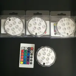 Luz de led colorida com controle remoto e 3aaa, à prova d'água, luz de vaso submersível para festas de casamento, 3 cores