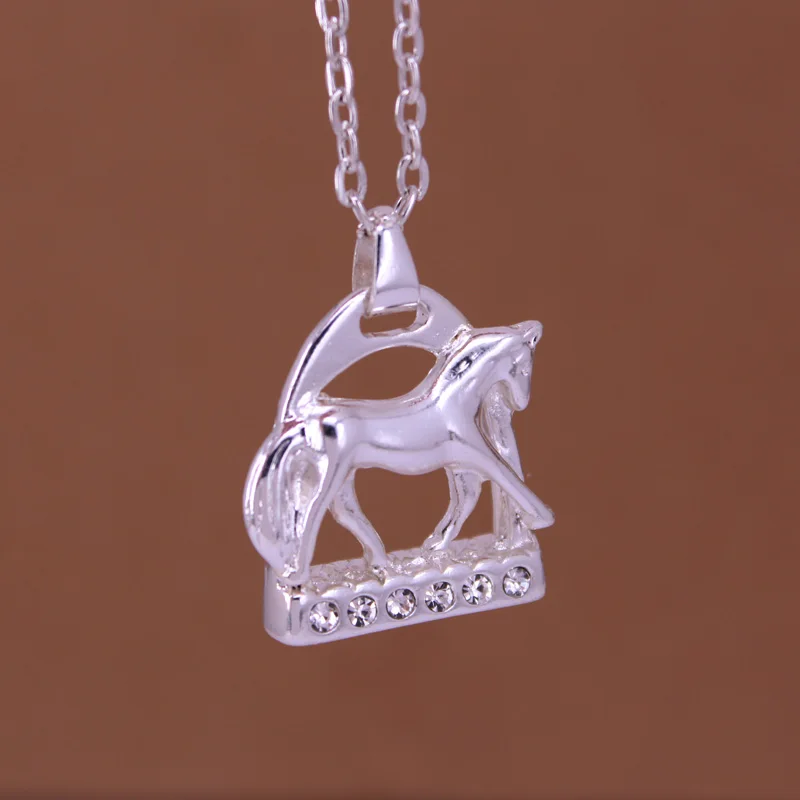 hzew crystal Horse Stirrup and horse Pendant Necklace two colors gold and silver color horse necklaces jewelry gift