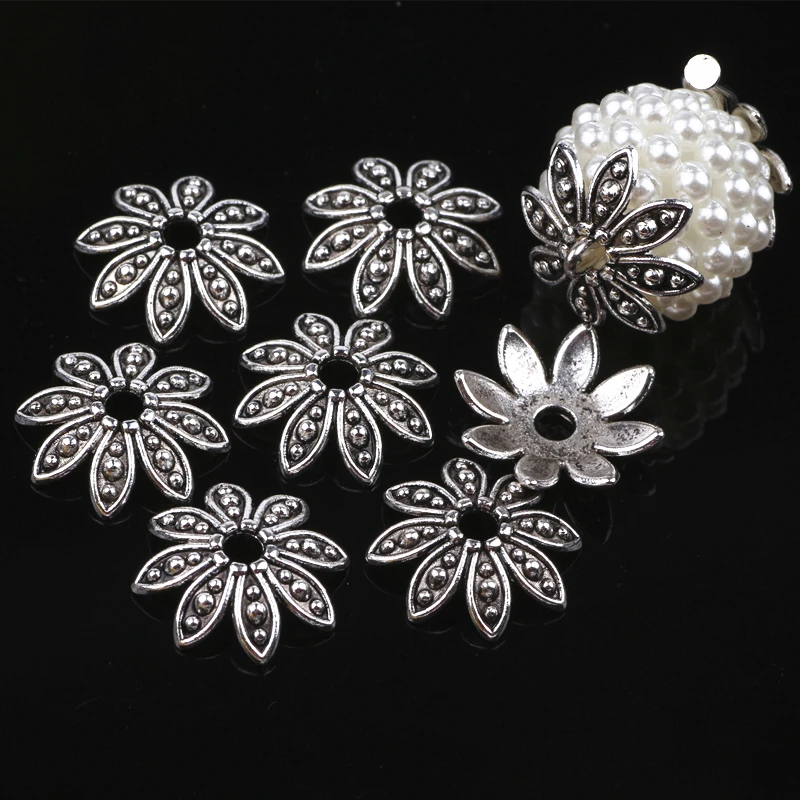 

200pcs/lot Tibetan Silver Plated Color 14mm Filigree Flower Bead Caps Fit Jewelry Findings Making End Caps