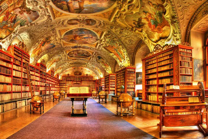 

mural old library bookshelf ceiling bookcase backdrops High quality Computer print party background