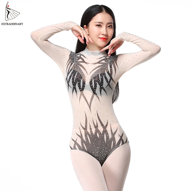 New Women Sexy Leotard Long Sleeves High Bodysuit Dance Wear Tops Belly Dance Costumes Bottoming Shirt Practice Clothes