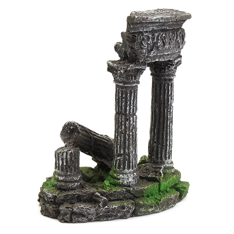 Hot Sale Roman Column Greece Temple Ruin Aquarium Decoration Aquatic Roman Building Hiding Landscaping Ornaments