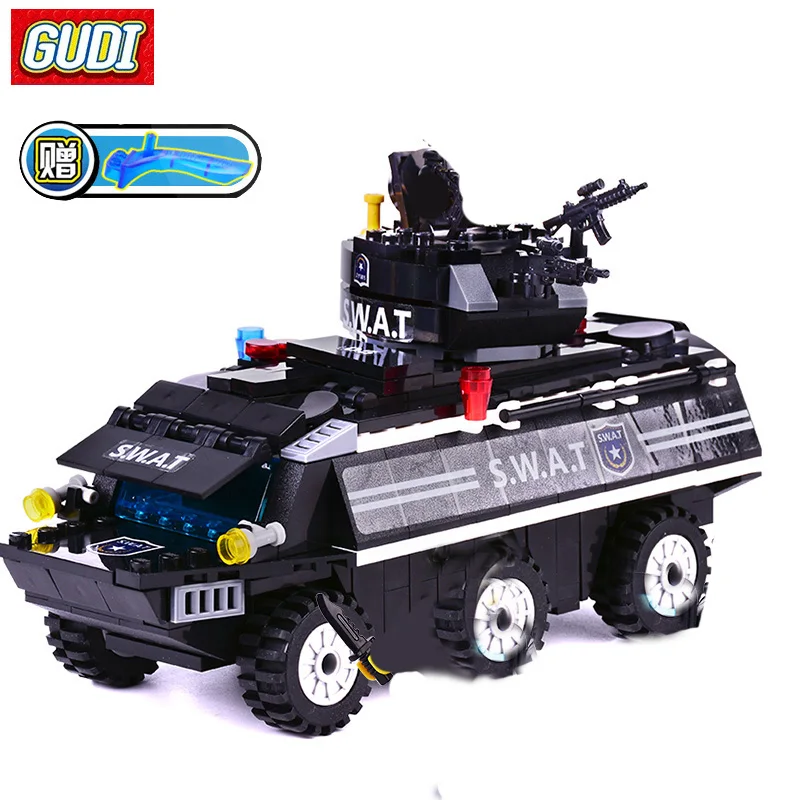 GUDI Blocks SWAT Command Center 566pcs Mini Bricks Assemble Building Blocks Set Toys For Children Gifts