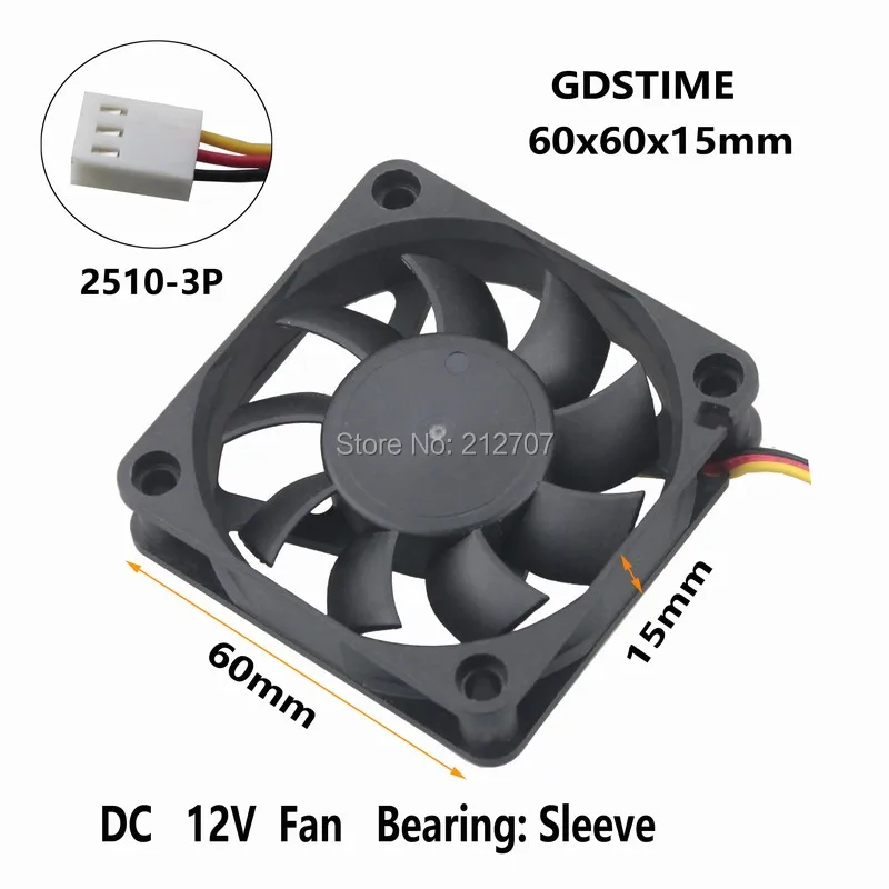 Imagem -05 - Gdstime Cpu Ventilador de Refrigeração 60 mm pc 12 v Pinos 60x60x15 mm Computador Case Cooler 10 Peças