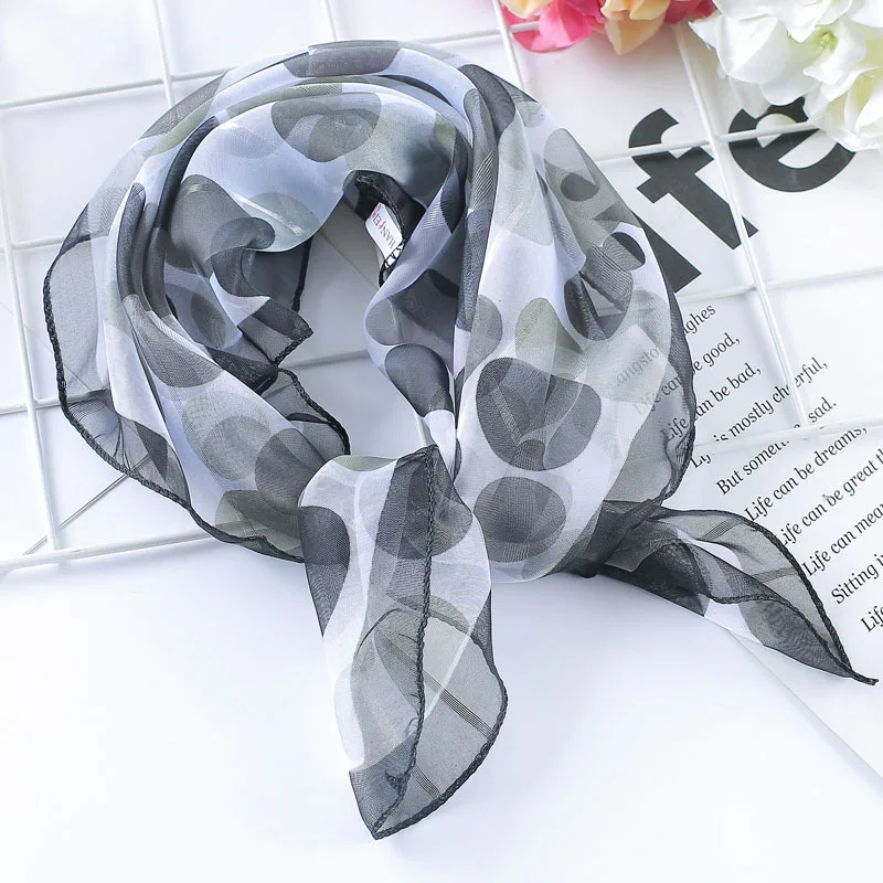 Spring-summer hot  women silk scarf square lady wrap small office neck head scarf hair scarf foulard 50*50cm skinny scarfs