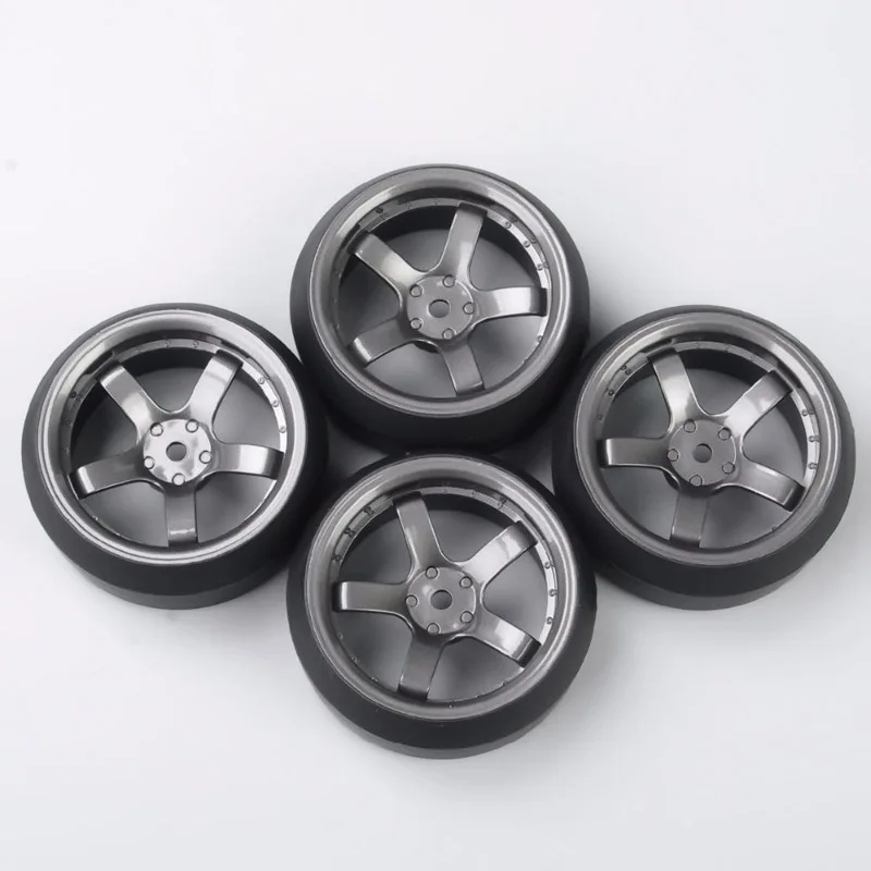 4Pcs/Set 1:10 Scale Drift Tires and Wheel Rim with 12mm Hex fit HPI HSP 1:10 On-Road Car Accessories