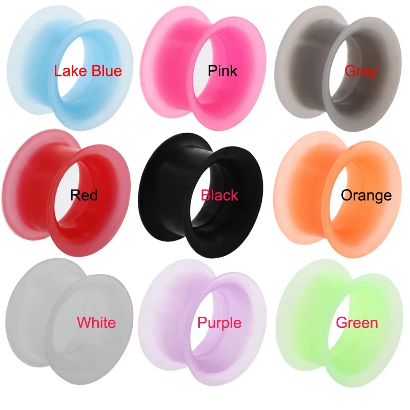 2Pcs  Silicone Flexible Thin Double Flared Ear Plugs Flesh Tunnel Ear Gauge Expander Stretcher Earlets Earrings Ear Piercing