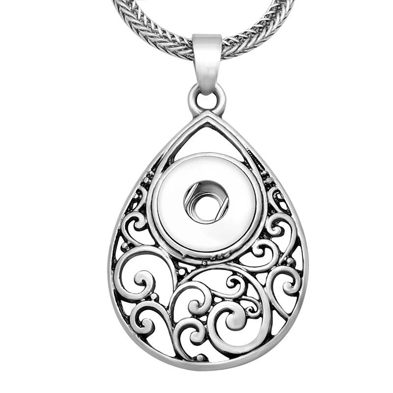 New DJ0099 Beauty Vintage Drop Hollow pattern snap necklace&earring set fit DIY 12MM snap buttons jewlery