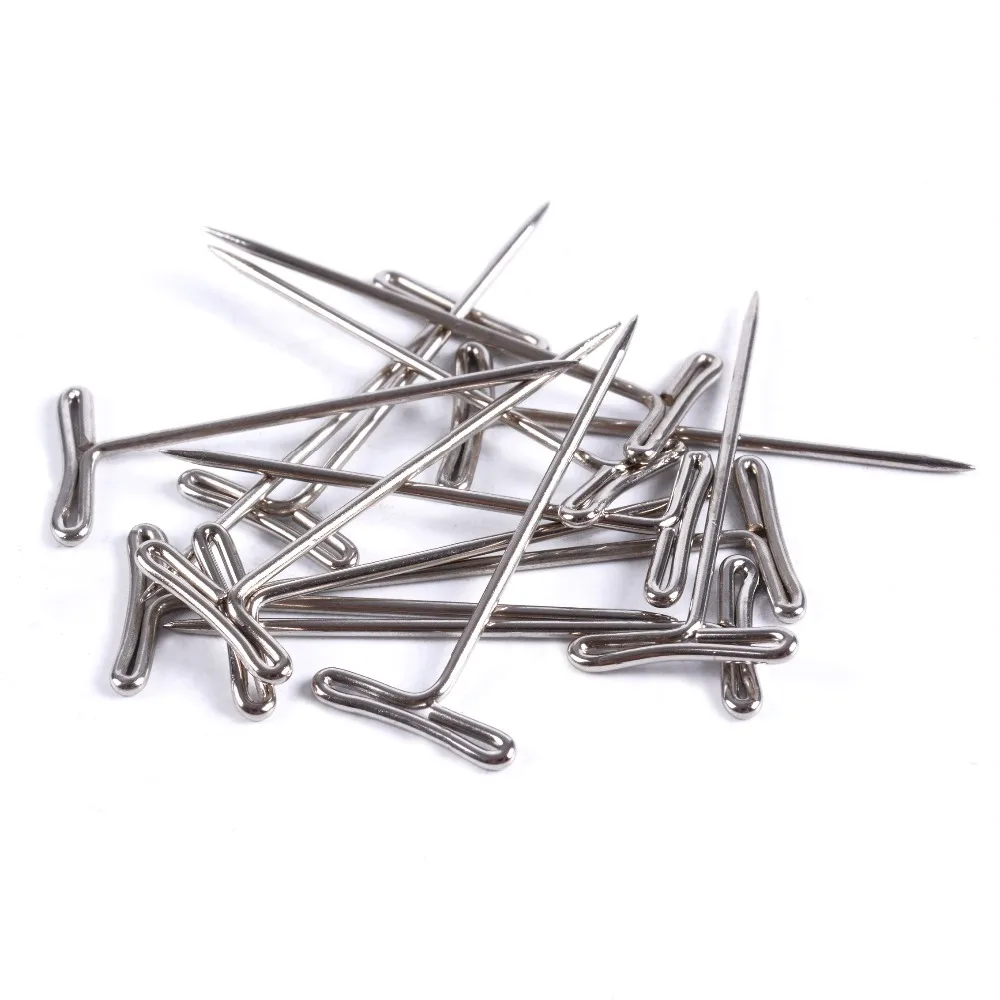 100pcs T-PINS (40mm) Pour Perruque Sur Mousse Tête Style T Pin illac Tête De Mannequin Type De Couture Salon De Coiffure