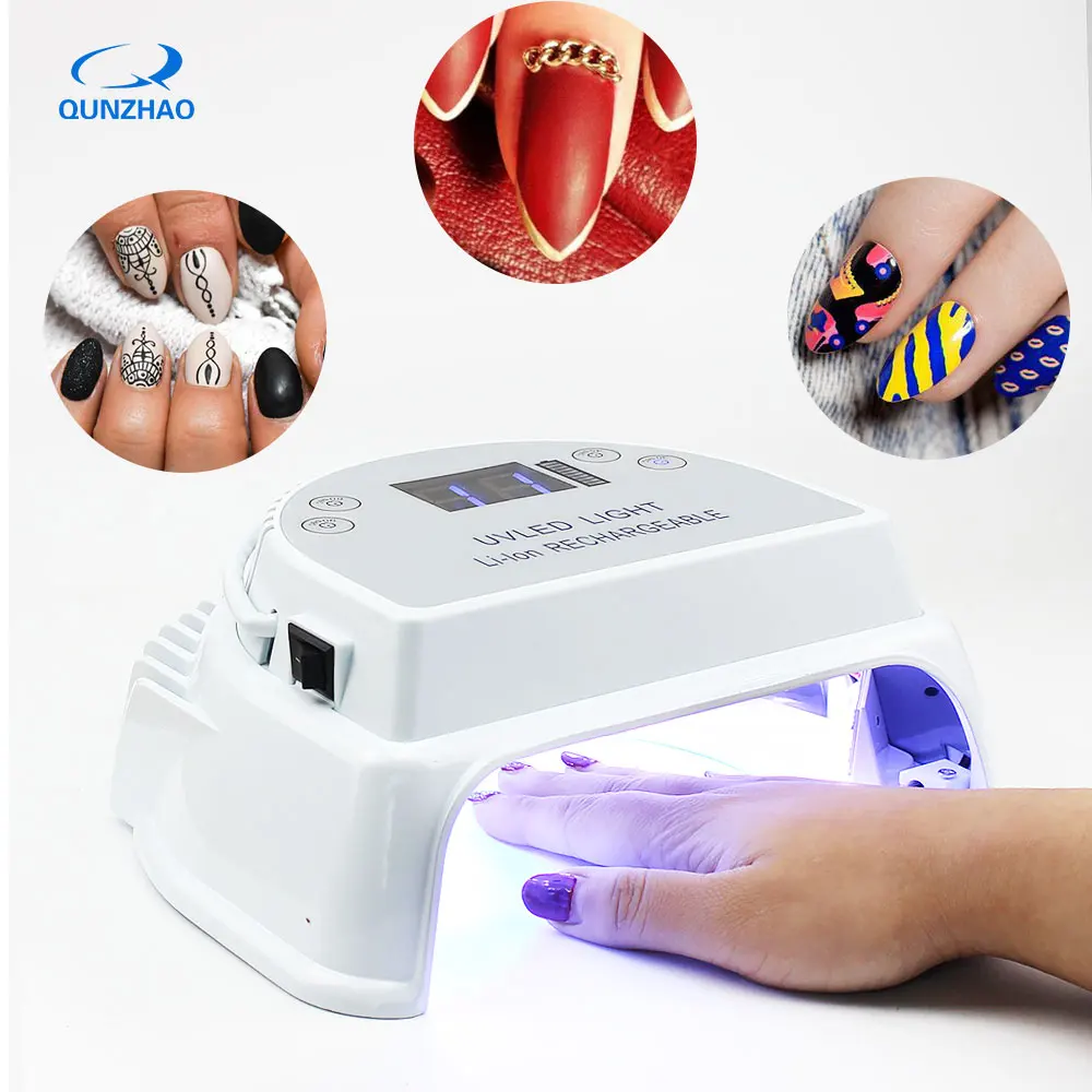 QUNZHAO Uv Led Nail Dryer Lamp FOR Nails With Battery Strong Power Gel Polisher Curing Machine Varnish Light Phototherapy Lamps