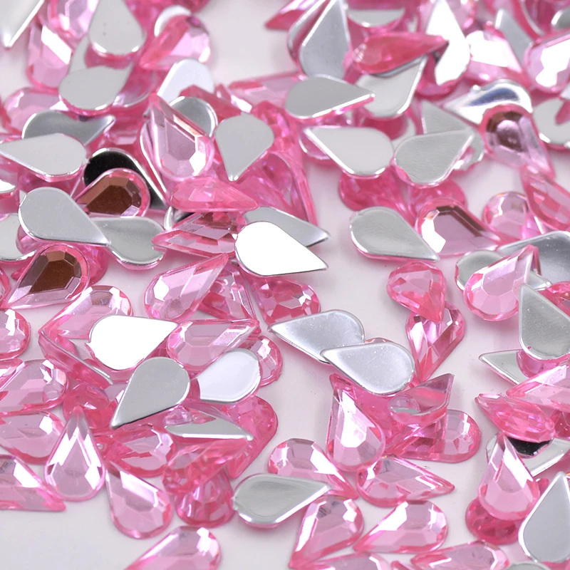 JUNAO 5*8mm Colorful Drop Crystal Rhinestone Flatback Acrylic Gems Nail Crystal Stones Non Sewing Scrapbook Beads For DIY Crafts