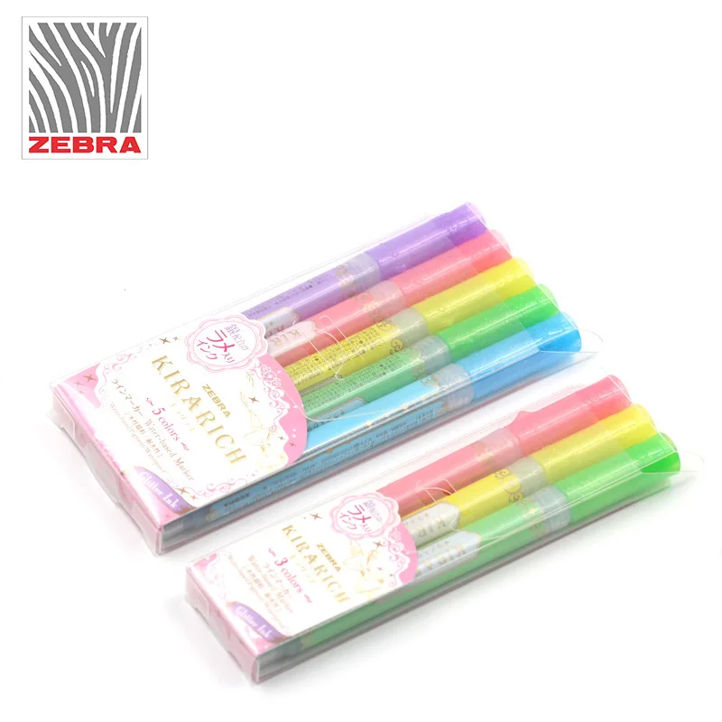 

Потрясающе! Zebra KIRARICH блестящая жемчужина Pen Set 3/5 цветов WKS18 color хайлайтер Pen