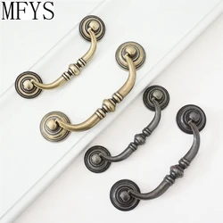 MFYS Vintage Furniture Handle Zinc Alloy Handles for Cabinet and Drawer Antique Black Kitchen Accessory Wardrobe Pulls