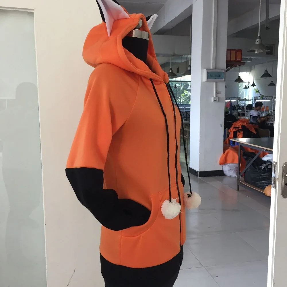 New Fox Sweatshirt Women Hoodies Long Sleeve Cosplay costume Rabbit Ear Hooded Sweatshirts Female Lady Autumn Hoodie Jacket Coat