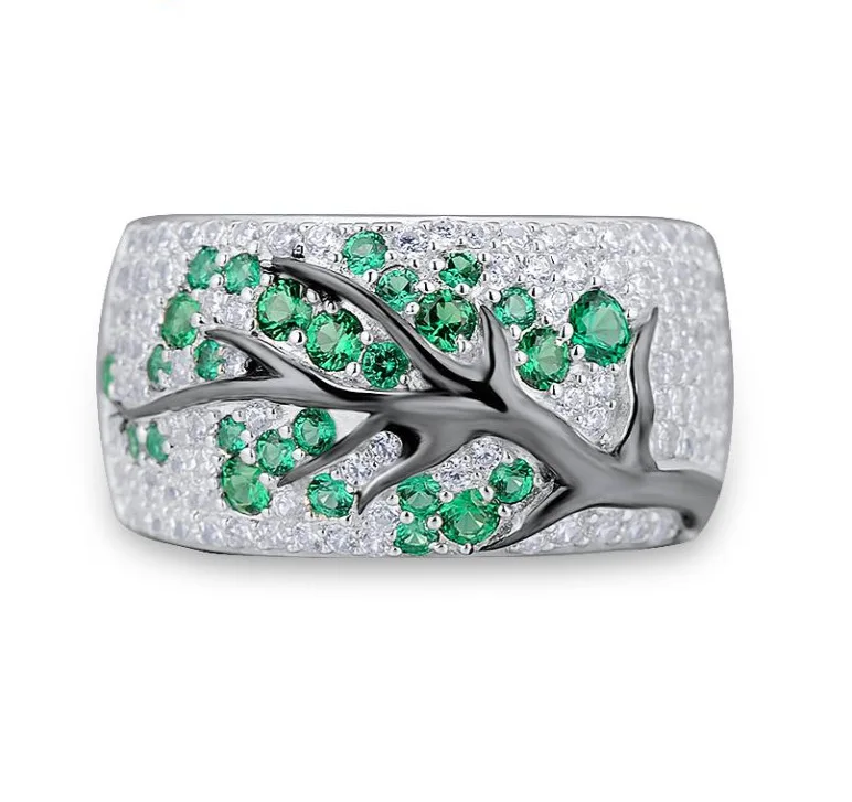 fashion Shiny Tree Branch Ring of colorful Crystal zircon branch Rings for Women Unique Punk Branch wedding party Jewelry gift