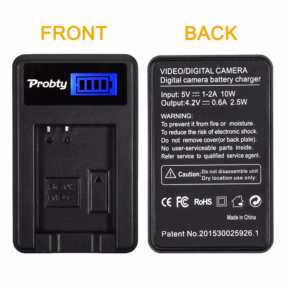 Probty EN-EL12 ENEL12 EN EL12 LCD USB Charger for Nikon Coolpix S9700 AW120 S9900 AW130 AW100 P340 S6100 AW110 S9500 S8100