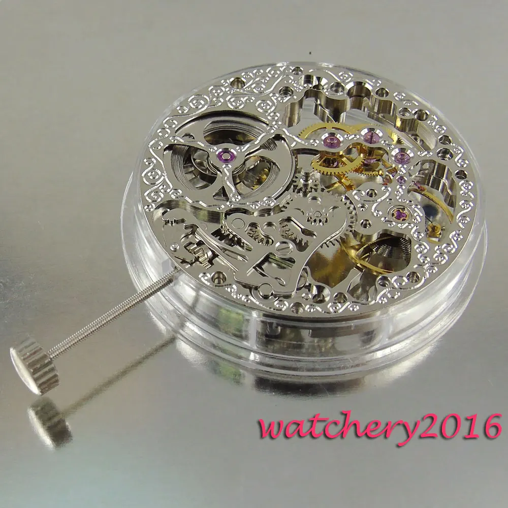 17 jewels silvery stents 6497 movement mechanical hand winding parnis watch movement