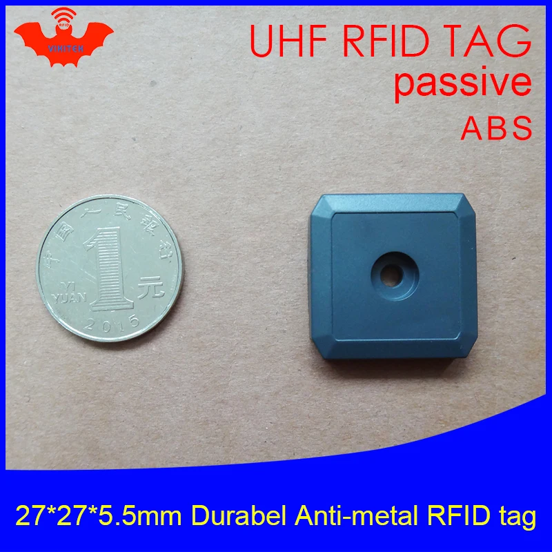 UHF RFID Анти-металлическая метка 915 МГц 868 МГц Impinj M4QT EPCC1G2 6C 27*27*5,5 мм Маленькая квадратная Прочная ABS смарт-карта пассивные RFID метки