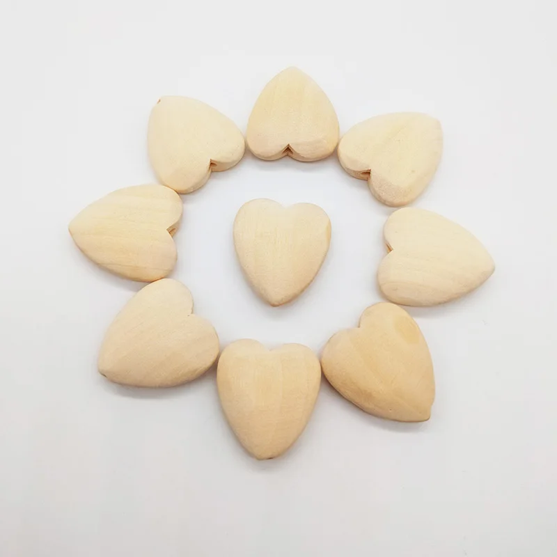 10Pcs/Pack Heart-shaped Wood Spacer Bead Natural Wood Color Eco-Friendly Wooden Beads DIY Jewelry Making handmade