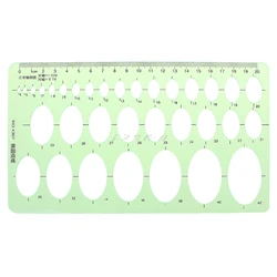 Green Ruler Plastic Oval Geometric Template Ruler Stencil Measuring Students School Accessories