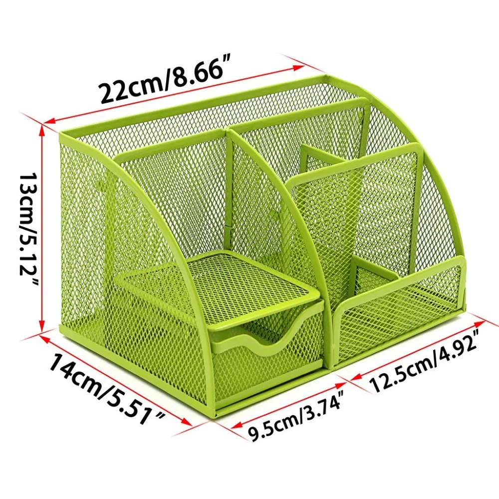 Imagem -03 - Organizador de Mesa de Malha -- Suporte de Lápis de Mesa para Escritório Casa com Compartimentos Verde