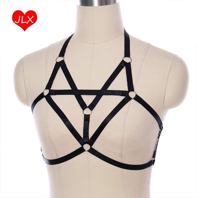 BODY HARNESS BDSM Bondage Black Sexy Cosplay Elastic adjust Strap Lingerie Punk Goth Fetish cage bra Halloween dance Wear