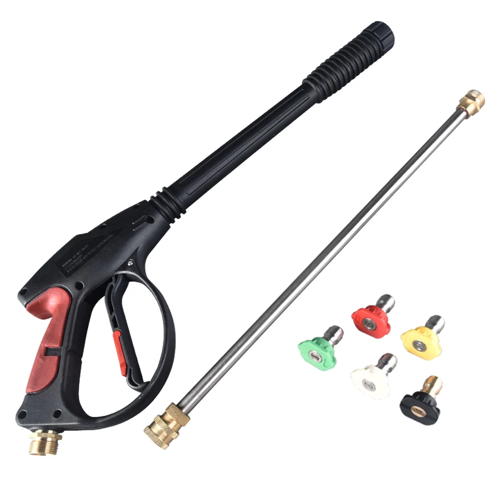 High Pressure Washer Gun 4000 PSI Spray Gun with 19\'\' Extension Wand 4 Quick Connect Nozzles 1 Soap Nozzle for Car Home Washer