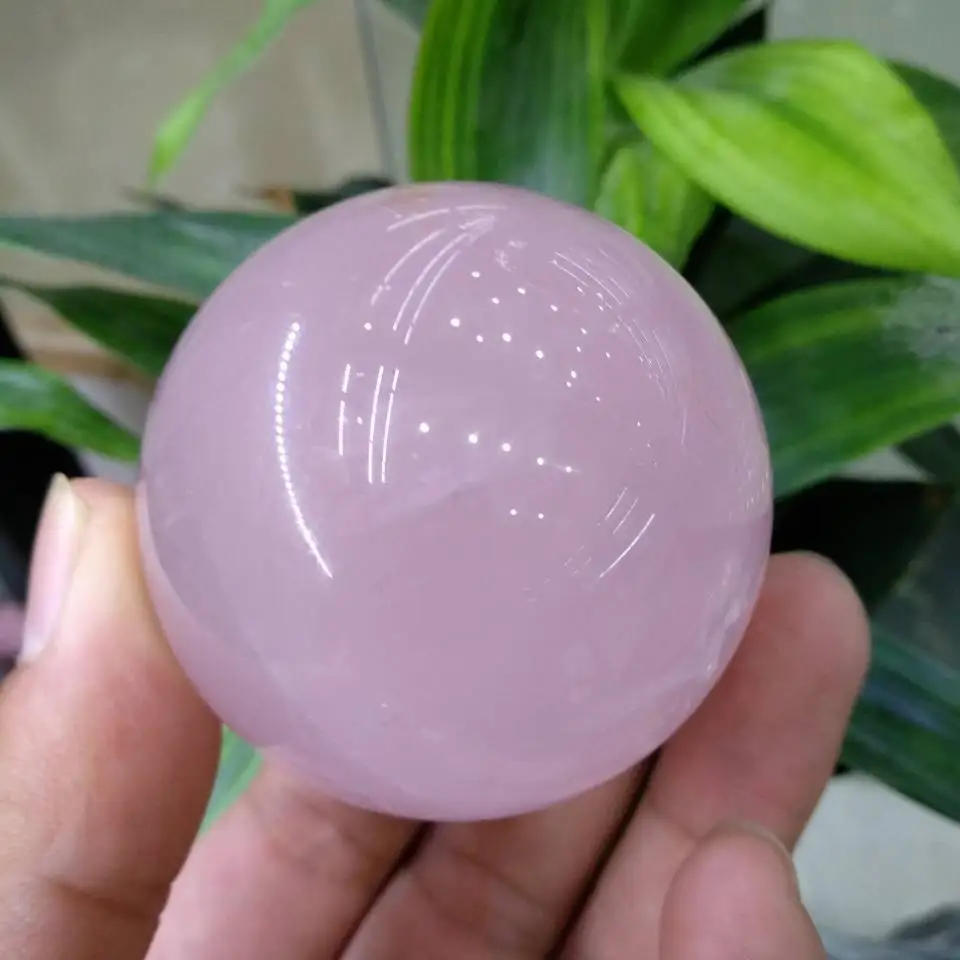 

50mm Natural Pink Rose Quartz Healing Crystal Ball Sphere Chakra Meditation Stone NEW