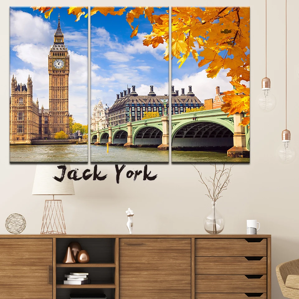 Home Decor London - Canvas Schilderij Herfst Londen landschap 3-delige