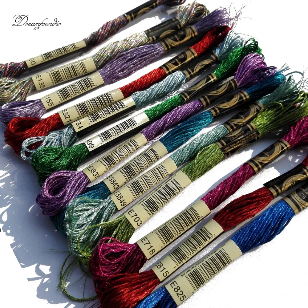 1 pcs metallic embroidery thread jewel effects E3843 E3849 E703 E718 E815 E825 cross stitch DMC floss embroidery DIY needlework