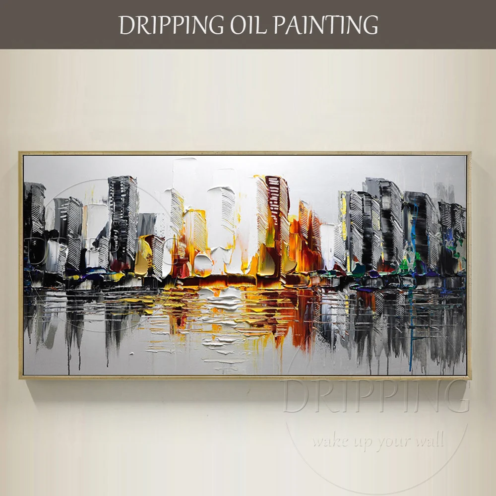 Artist Hand-painted High Quality Modern Landscape City Oil Painting on Canvas Modern Wall Canvas Art City Picture Oil Painting