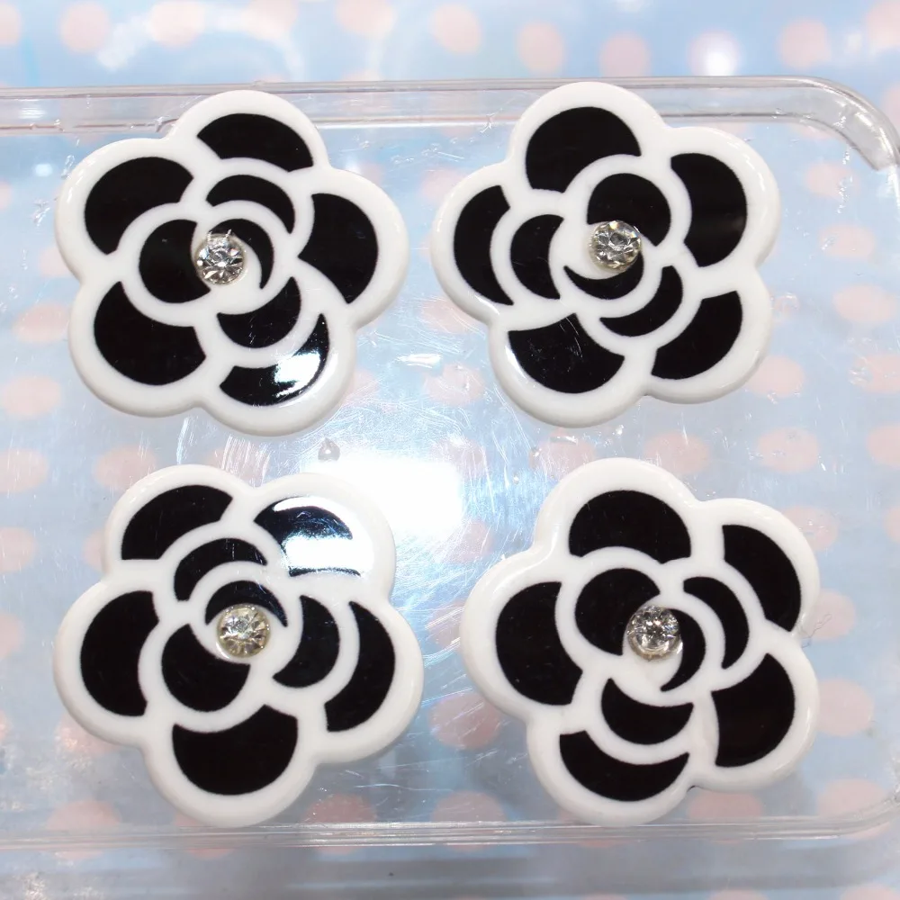 20pcs/lot   planar resin flower with rhinestone  flat back resin mix colors   resin cabochons accessories