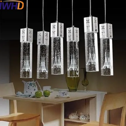 IWHD 3 Heads Led Hanging Lights Modern Fashion Crystal Pendant Lights Simple Stainless Steel Luminaire Suspendu Bedroom