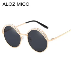 ALOZ MICC Luxury Pearls Round Sunglasses Women Designer Brand Fashion 2018 New Female Mirror Eyewear Ladies Oculos UV400 Q325