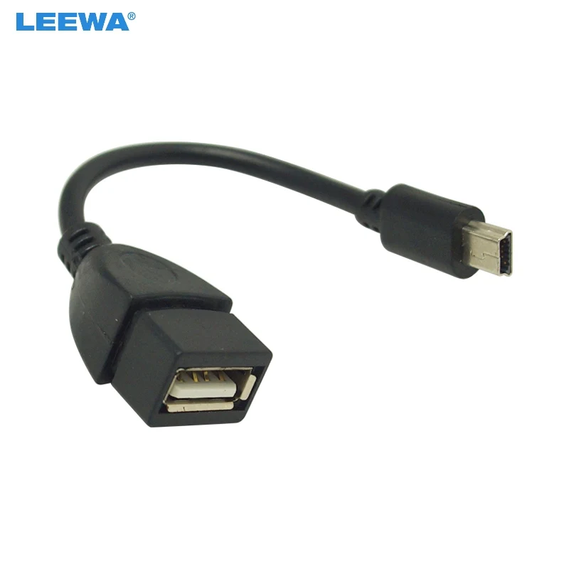 

LEEWA 20pcs 138mm Car Audio CD/DVD 5pin mini USB Male to USB 2.0 Female Connection Cord T Interface OTG Data Cable #5665
