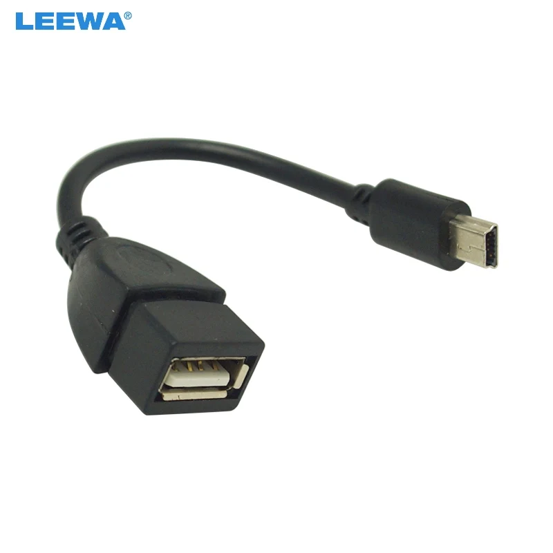 LEEWA 20pcs 138mm Car Audio CD/DVD 5pin mini USB Male to USB 2.0 Female Connection Cord T Interface OTG Data Cable #5665