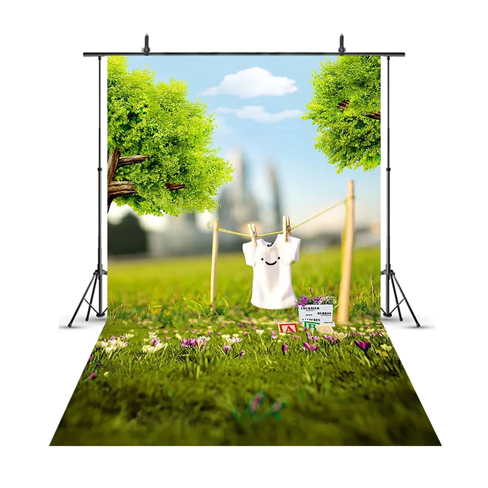 

Mocsicka Spring Scenery Background Green Grass Decorations Photography Backdrop Photo Studio Props Newborn Photographers Banner