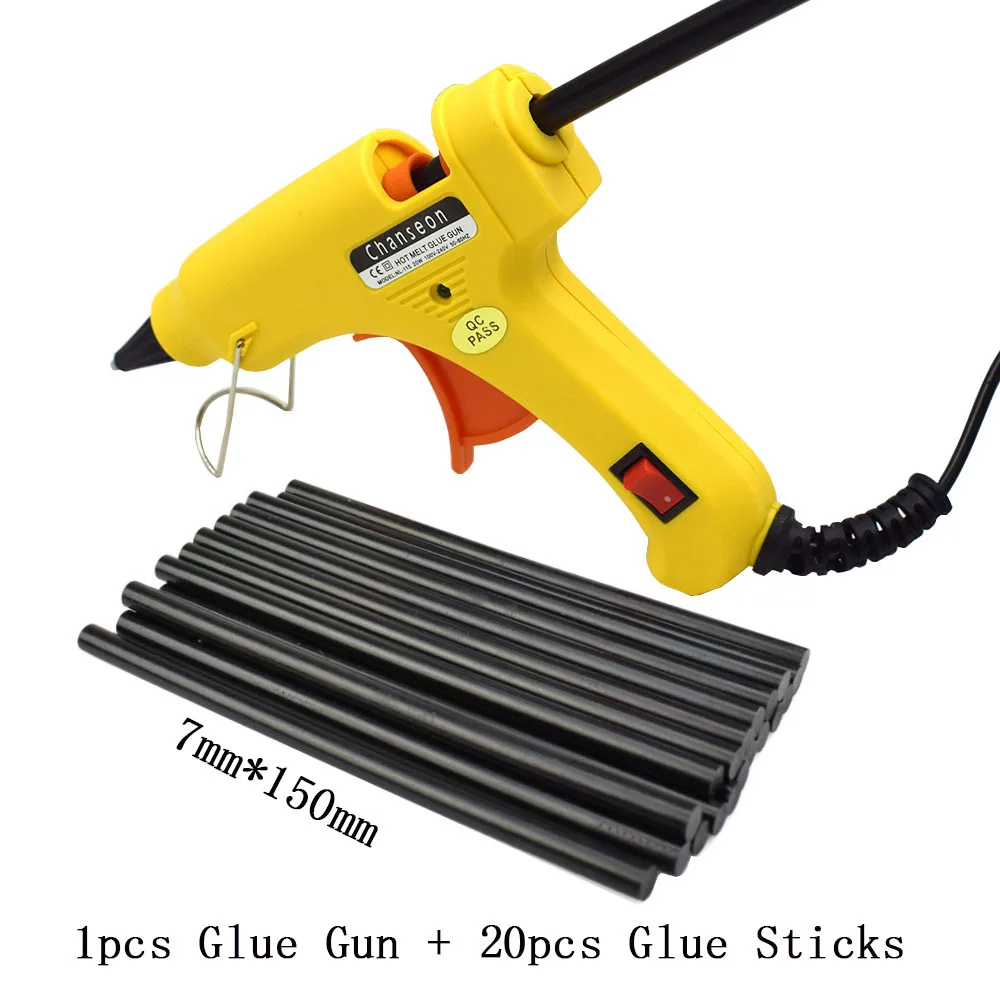Chanseon 20W EU/US Hot Melt Glue Gun with 7mm Glue Stick Industrial Mini Guns Thermo Electric Heat Temperature DIY Tool