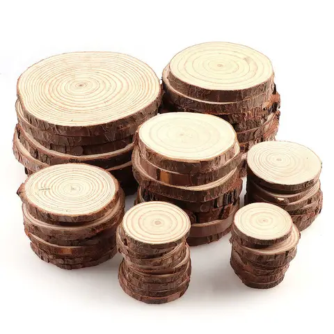 Pine Wood Circles Unfinished DIY Crafts 3-12cm OEMOO