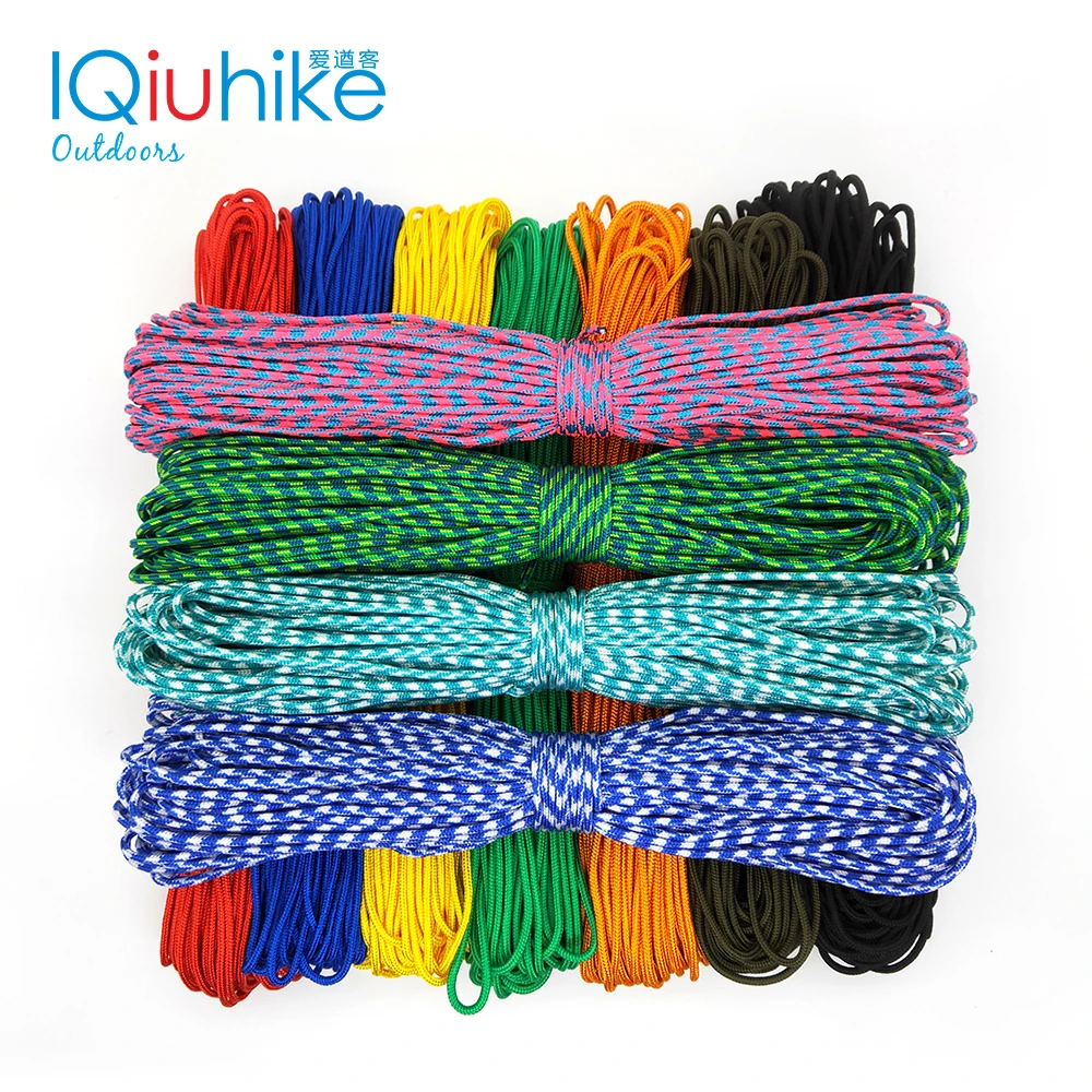 IQiuhike 100 kolory Paracord 2mm 100 stóp, 50 stóp, 25 stóp jeden stojak rdzenie Paracord linka Paracorde do sprzedaży hurtowej biżuterii