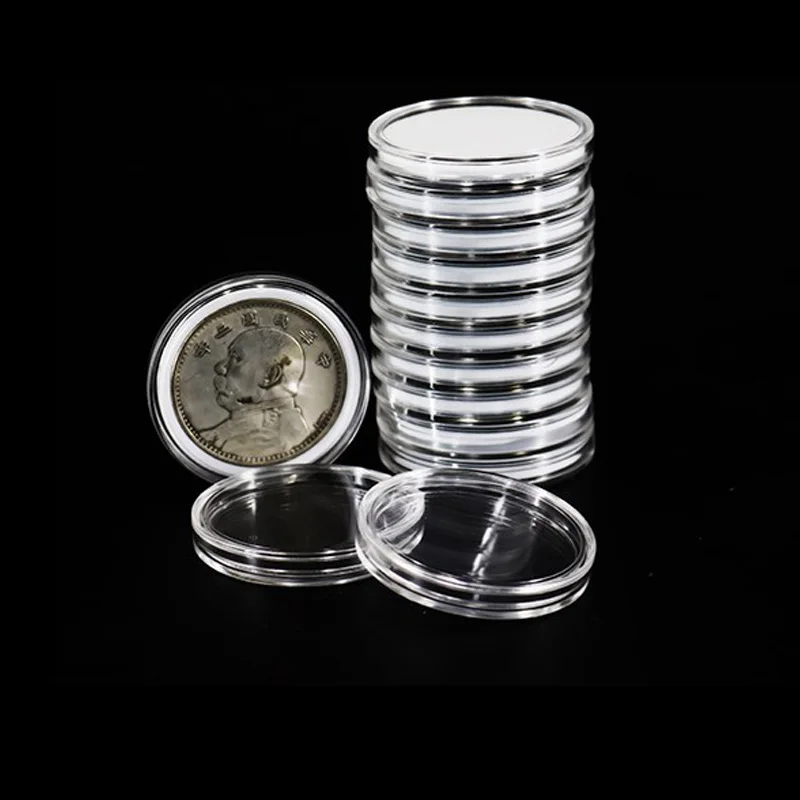 1piece Capsule Holder Coin Protection Case Fit For US Half Dollar Commemorative Coin Acrylic Round Boxes Coin Co