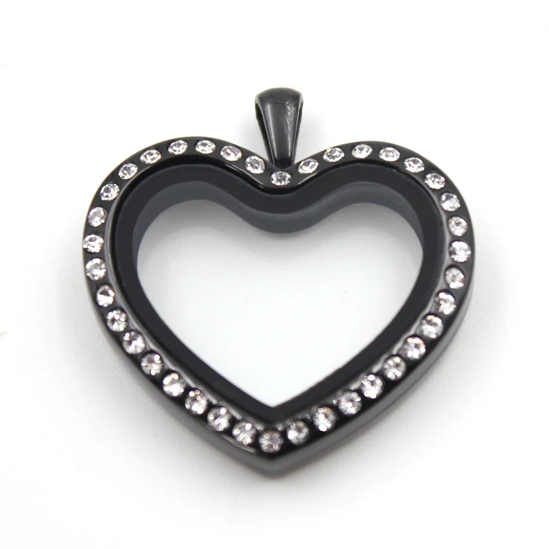 Carvort with CZ crystal 316L stainless steel heart shape floating locket charms memory Lockets