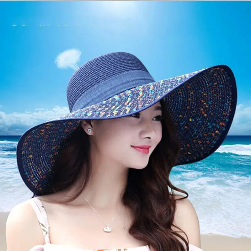 summer straw hat women big wide brim beach hat sun hat foldable sun block UV protection panama hat bone chapeu feminino