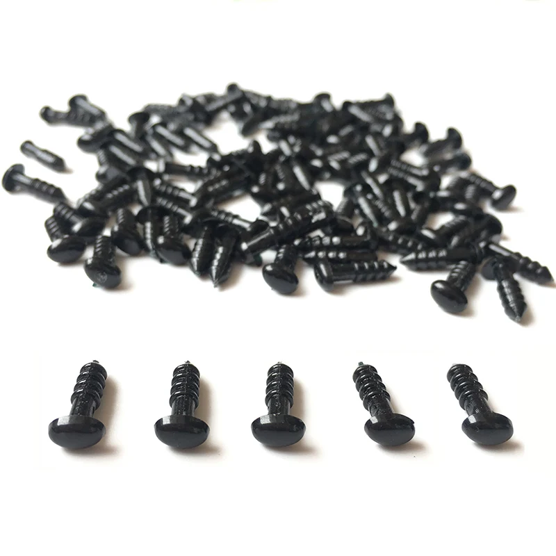 100 stks/zak Craft DIY Zwarte Ovale Ellips Langwerpige Pop Veiligheid Neus Ogen voor Teddybeer Knuffels Snap Dier met Plug Ringen