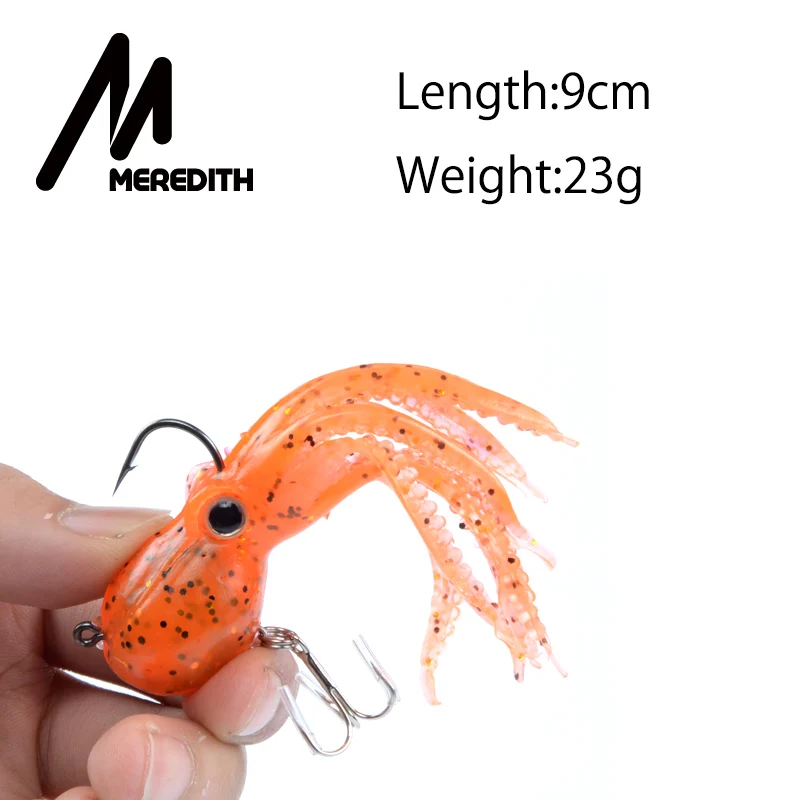 MEREDITH Built-in counterweight Fishing Lure 23g 9cm Long Tail Soft Octopus Artificial silicone Soft Bait