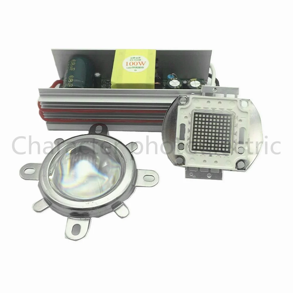 100W LED UV 395-400nm led chip +100W AC 85-265V driver + heatsink+ 90 degree Lens with Reflector Collimator kit